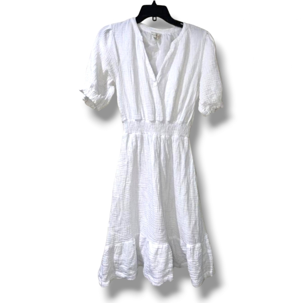 Joie Peasant V Neckline Cotton White Women's Dress